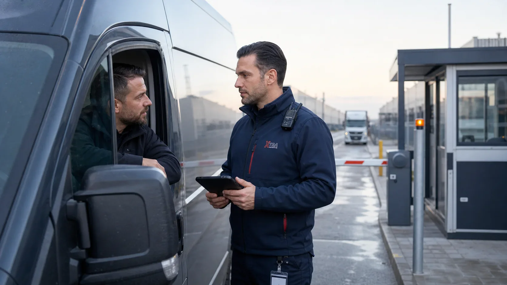 XTRA Mitarbeiter bei einer kontrollierten Werkszufahrt